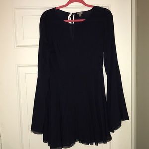 Navy, Bell-sleeved dress